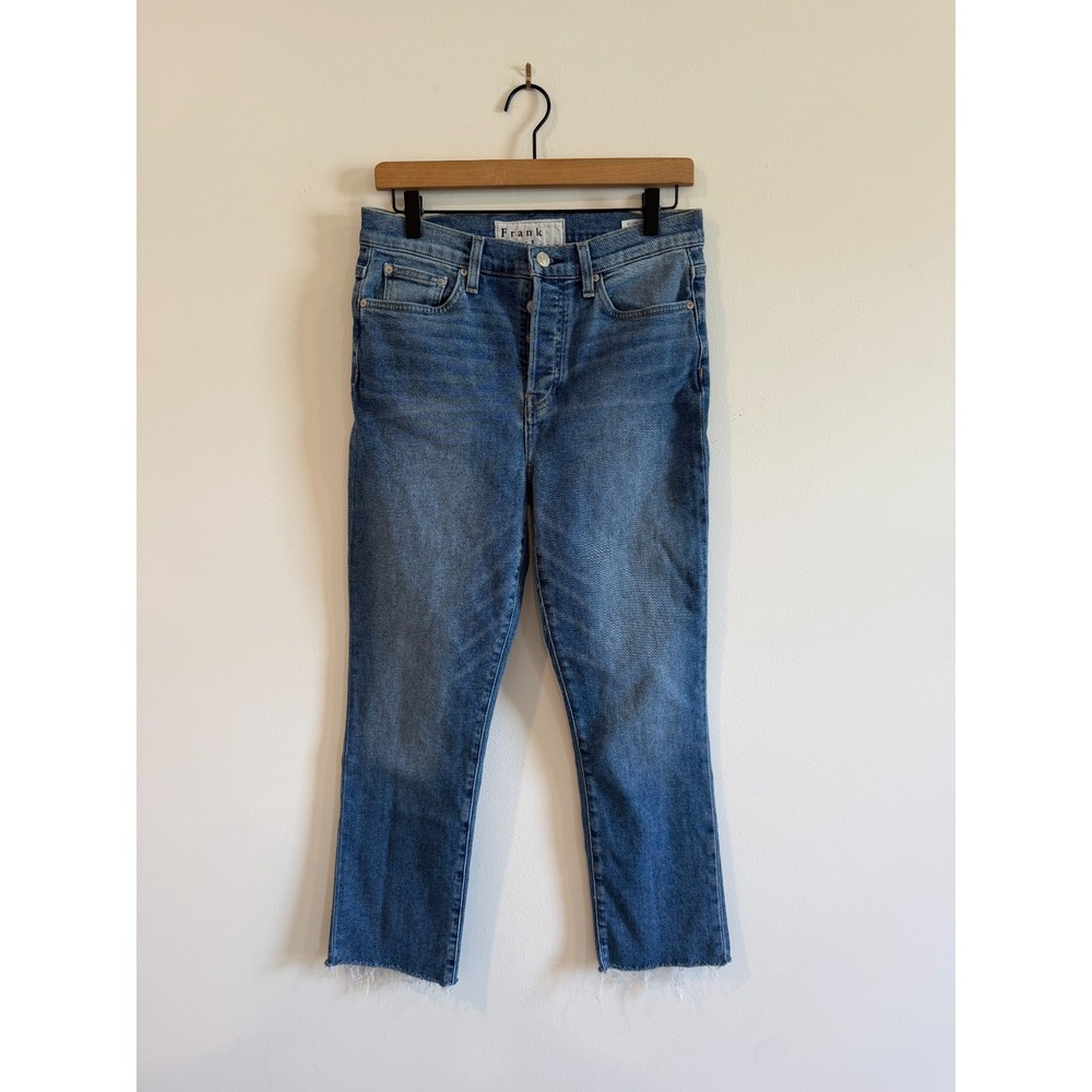 Frank & Eileen Cork Everyday Jeans Womens 29 Blue Slim Raw Hem Ankle Stretch